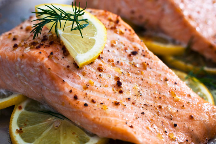 cooked salmon filet