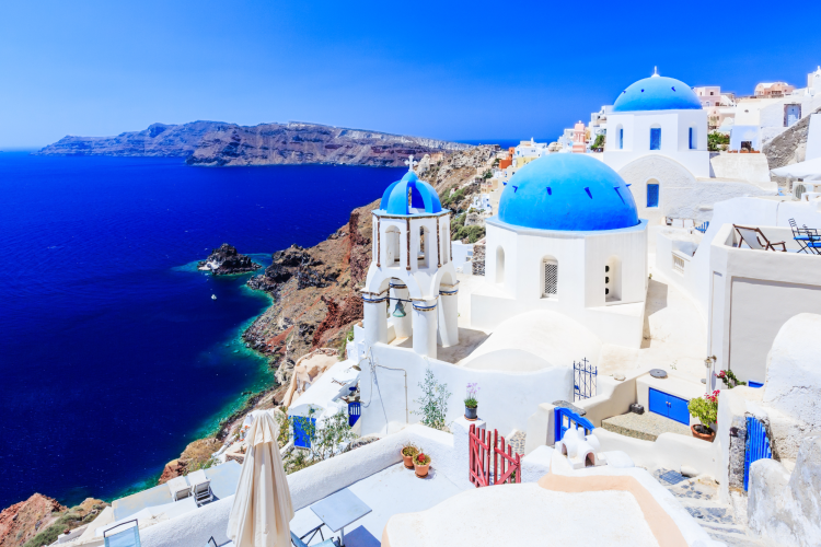 view of the water from santorini, greece