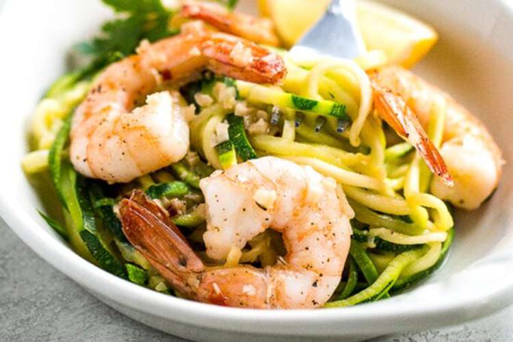 shrimp scampi with zucchini noodles are a light and easy keto lunch idea