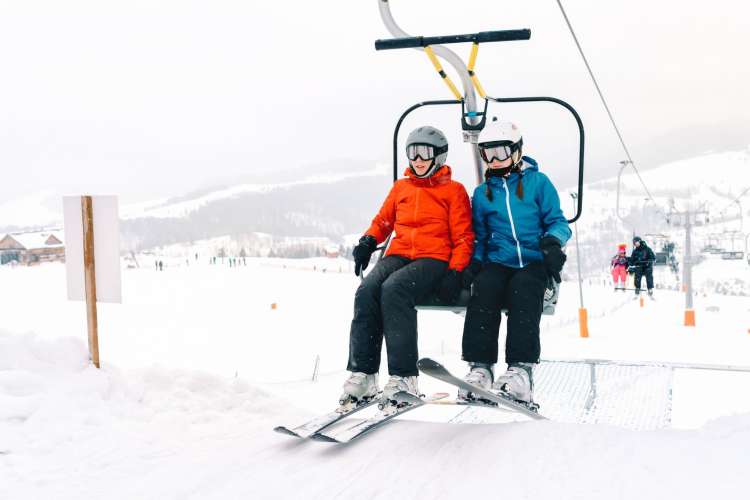 couple on the ski lift