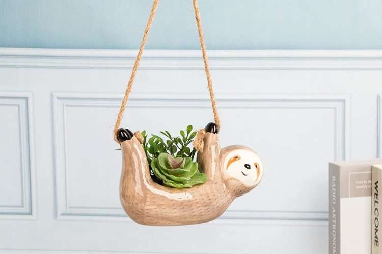 sloth hanging planter