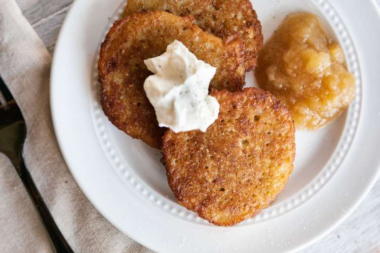 homemade latkes and applesauce