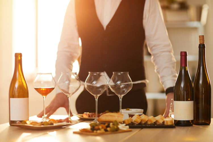 sommelier with wine ready for a tasting