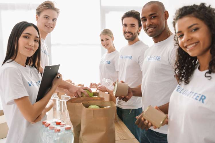 volunteers at a soup kitchen