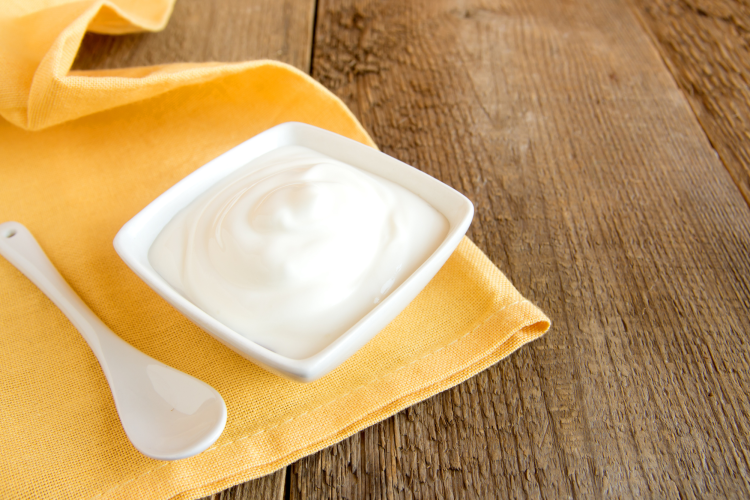 thinned out sour cream in a square dish