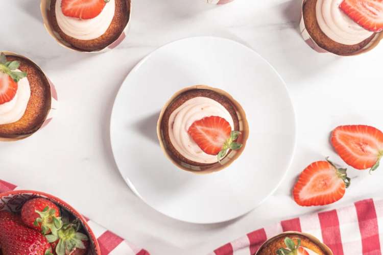 Strawberry shortcake cupcakes are a great bachelorette party idea dessert