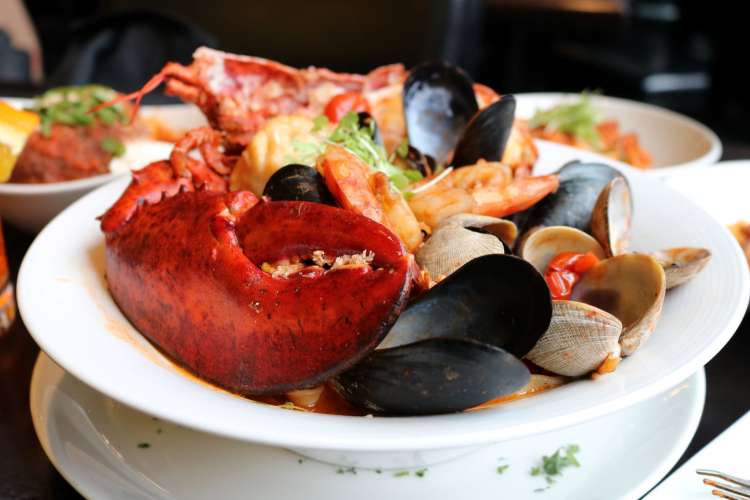 seafood plate at strega's restaurant in boston