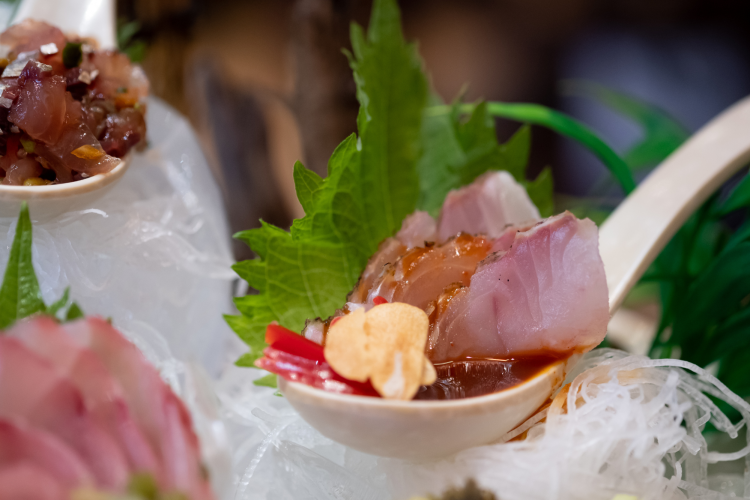 sushi omakase on a spoon