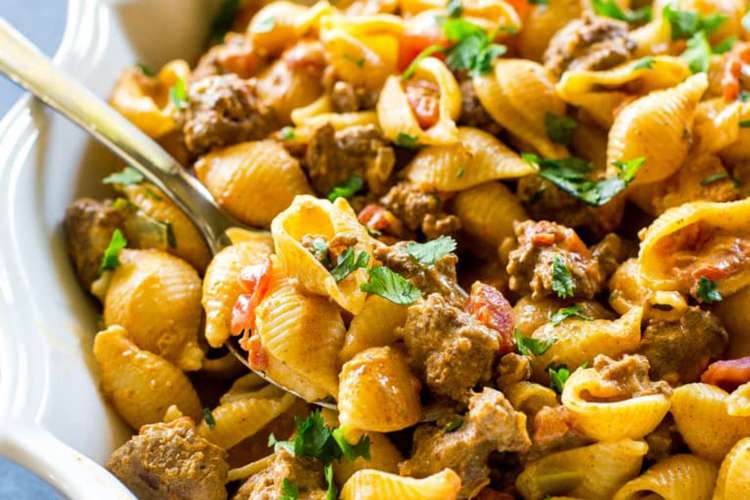 taco pasta is a savory quick mexican dinner idea