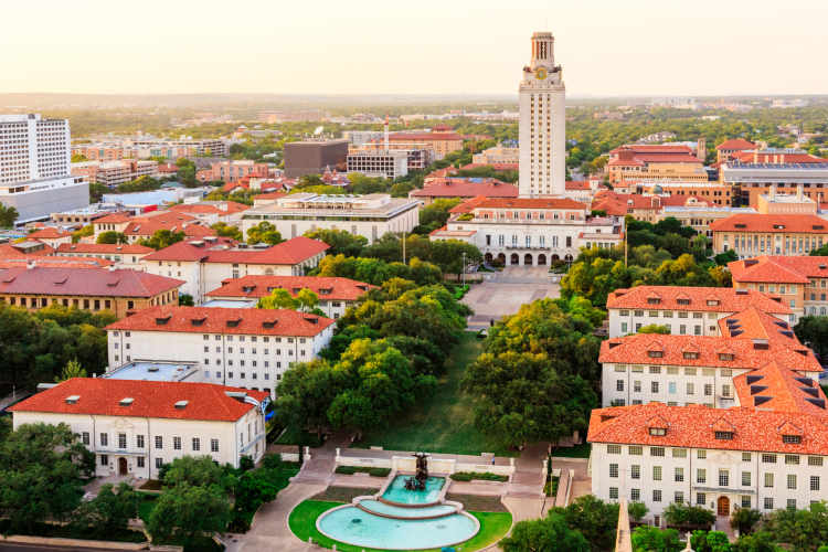 aerial view of the university of texas campus