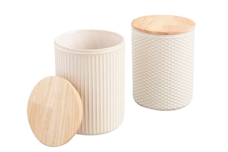 textured coffee cannisters with lids