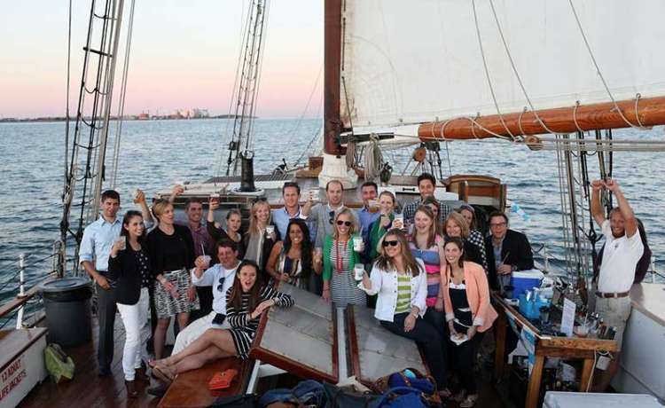 go sailing around boston for a fun team building activity