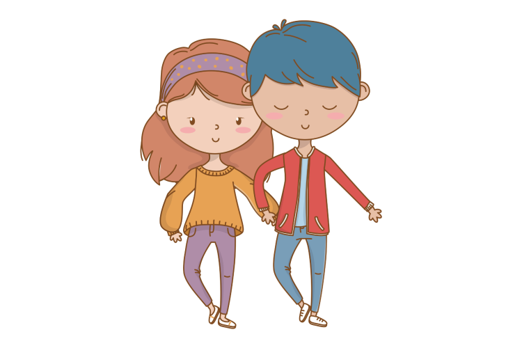 drawing of a girl and a boy