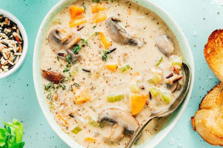 wild rice soup is a vegetarian soup recipe that uses pantry staples