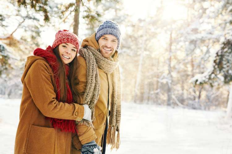 couple on a walk during winter