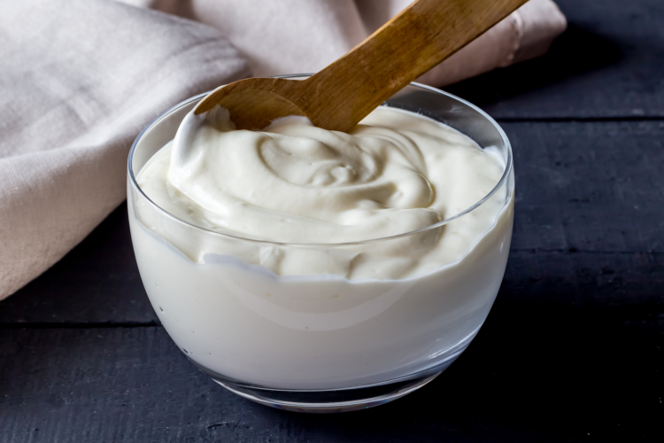 yogurt in a blue bowl