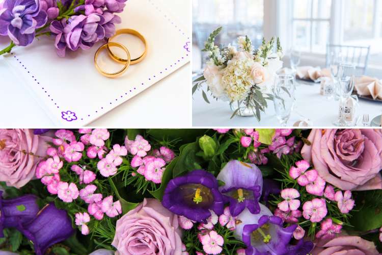 Lilac & White is a popular spring wedding color combination.