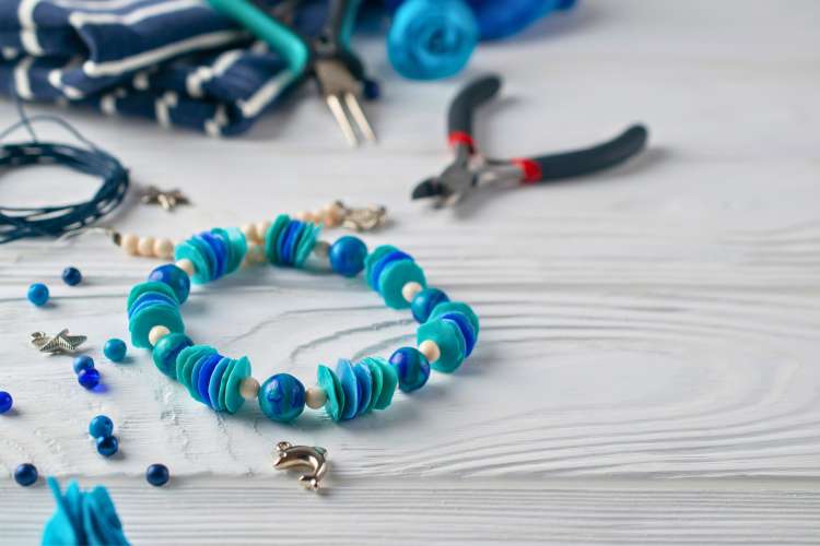 Accessories, Simple Blue And Black Bracelet Clay Beads