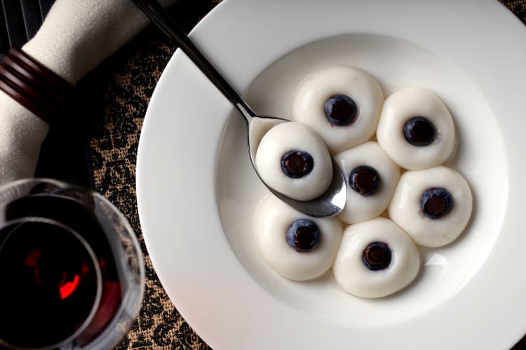 slightly unsettling eyeball ravioli are a spooky sweet with a healthy twist