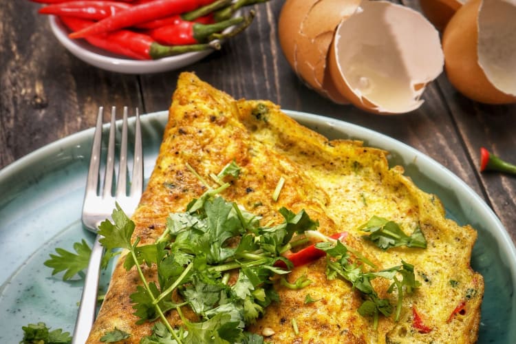 Egg foo young Chinese-style omelette is one of the healthiest Chinese foods