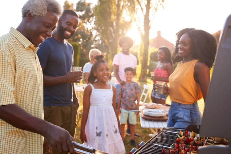 A family barbecue in the summer.