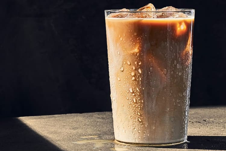 Delicious iced caffe latte glass 