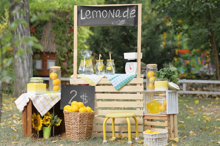 A lemonade stand outside