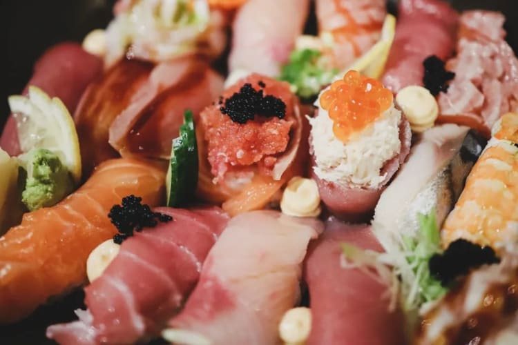 Toro Sushi Carmel restaurant fresh fish sushi with salmon and prawn