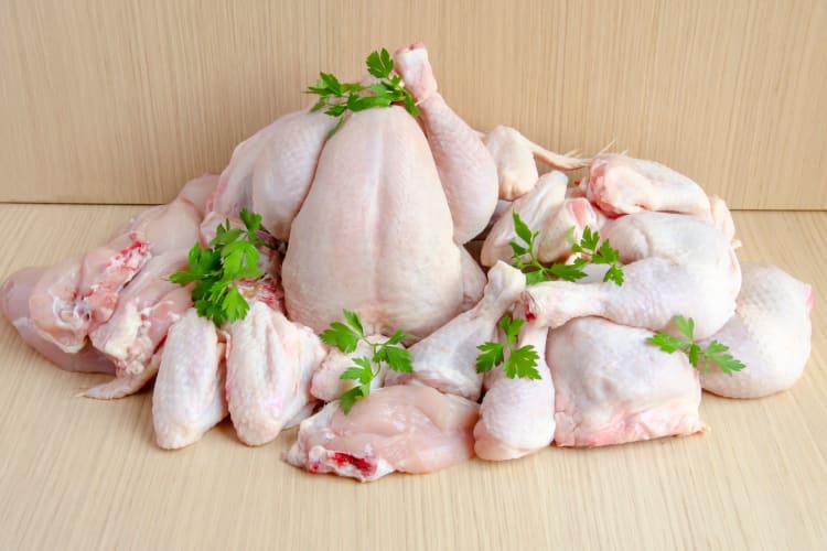 Fresh chicken at the butcher's shop.