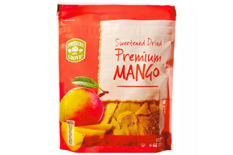 A bag of dried mango