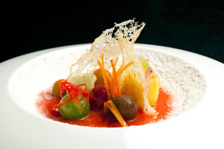 Tomato and vegetable meal from Alinea, a Michelin star restaurant in Chicago