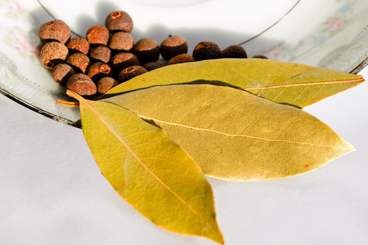 Allspice berries and leaves which taste similar to bay leaves
