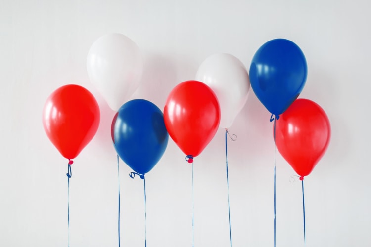 red, white and blue balloons