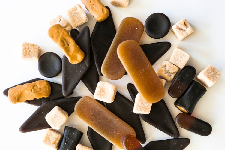 A selection of different types of Dutch licorice