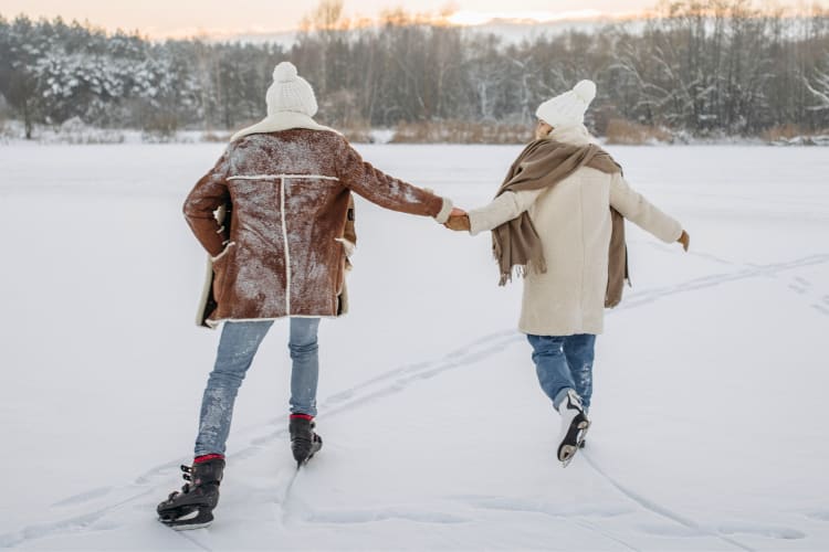 A couple ice skating