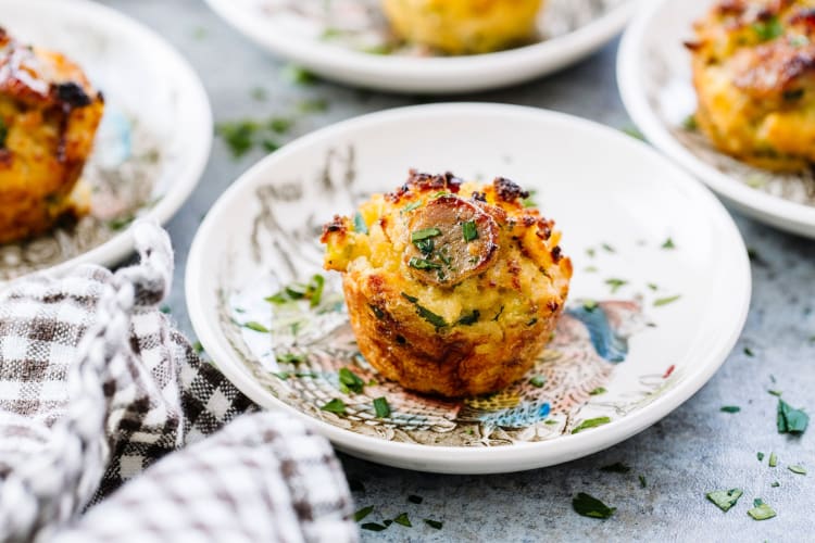 A cornbread stuffing bite by Applegate