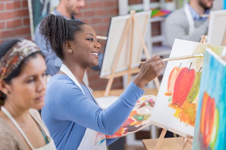 A painting class is one of the best Asheville date ideas