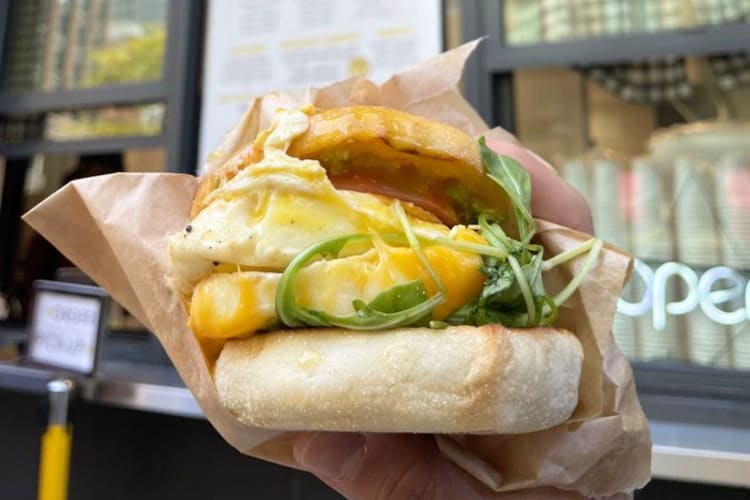 This filling egg sandwich is a prefect breakfast to try in Detroit. 