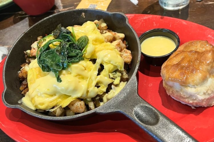 This seafood skillet is ideal for a fish themed breakfast in Detroit. 
