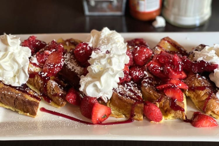 Berries on french toast makes for a sweet breakfast in Detroit. 