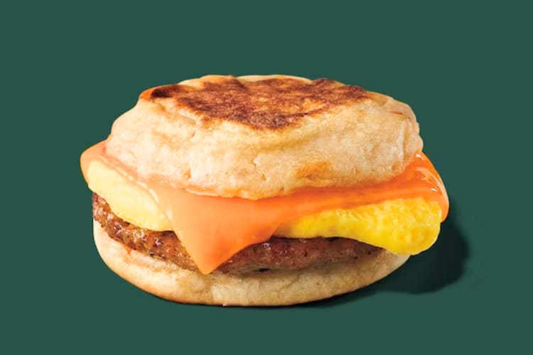  Sausage, Cheddar & Egg Sandwich from the Starbucks breakfast menu.