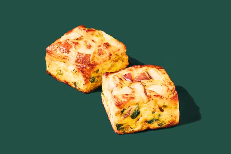 Potato, Cheddar & Chive Bakes from the Starbucks breakfast menu. 