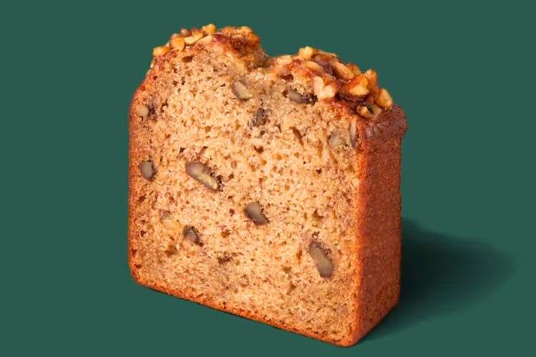 Banana Walnut & Pecan Loaf from the Starbucks breakfast menu. 