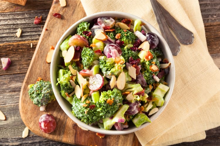 Broccoli in a salad.