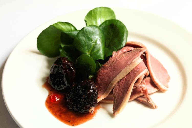 Pork and berries are on offer at this romantic restaurant in London. 