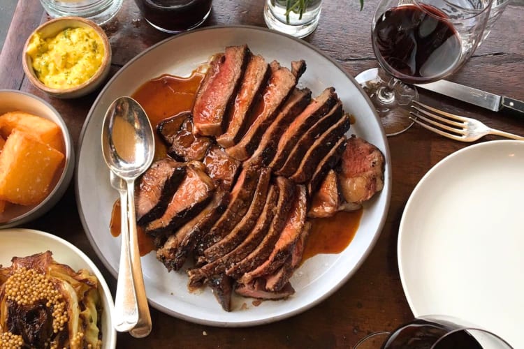 At this romantic restaurant in London you can order an entire plateful of sliced steak. 