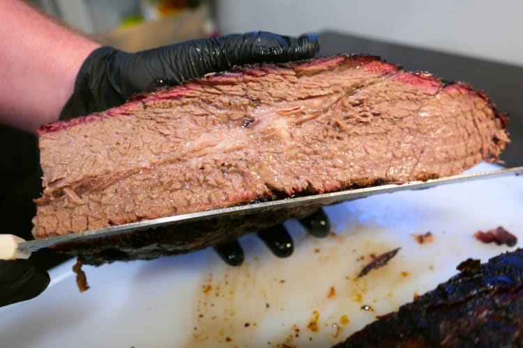 A perfectly cooked brisket after reaching the ideal brisket internal temp. 