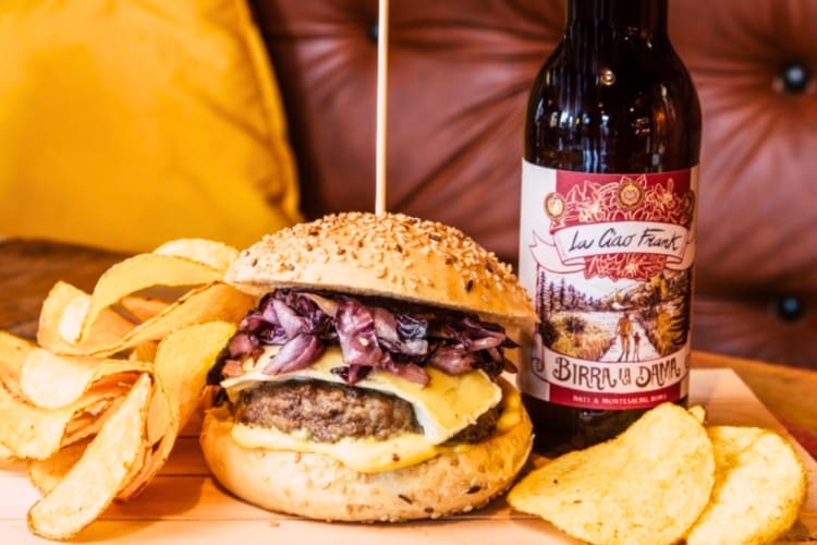 This burger filled with minced beef, honey mustard mayo, radish and brie can be found at this Roman restaurant. 