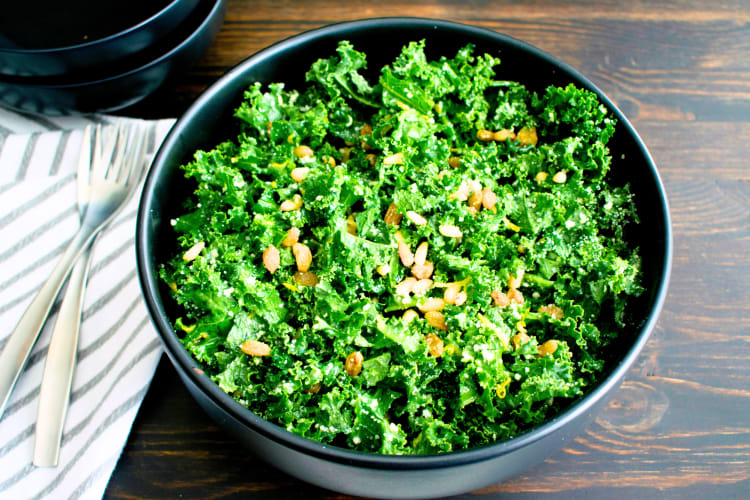 A bowl of cavolo nero, which is Italian kale. 
