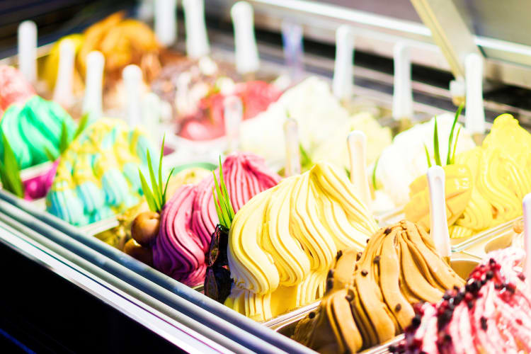 Classic Florence foods included gelato in various bright colors. 